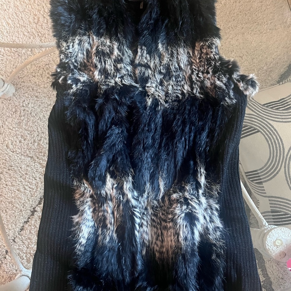 Faux Fur Vest with Black and Brown Accents